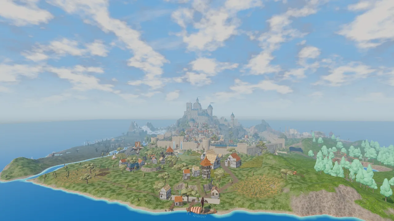 The island of four realms seen from the air
